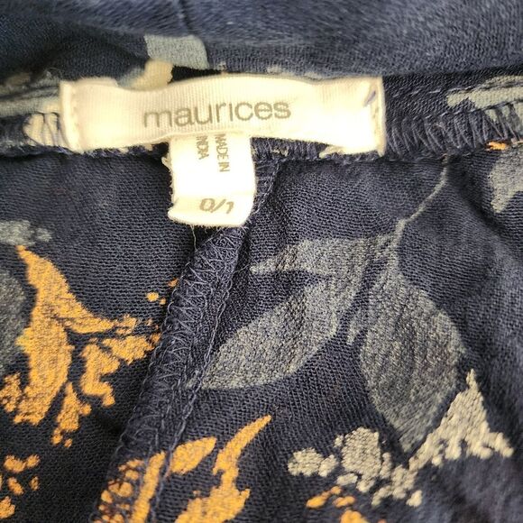Maurices Blue Floral Drawstring Kimono (0/1) - Picture 6 of 6